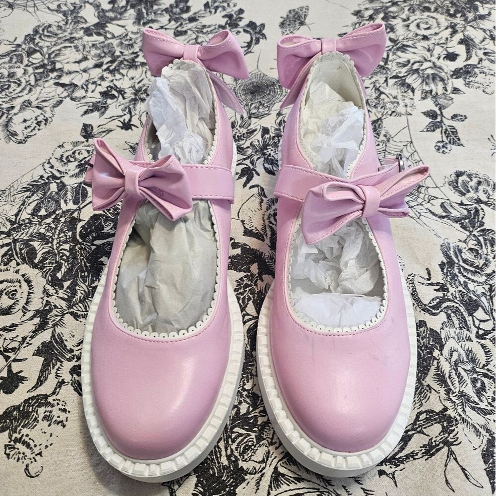 Dolls Kill Koi Pink and White Mary Janes-SEE Photos